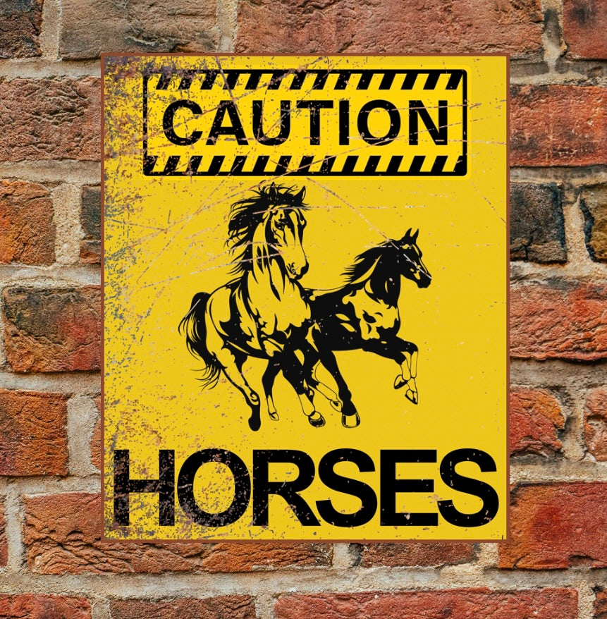 Caution Horses - A4 Aluminium sign