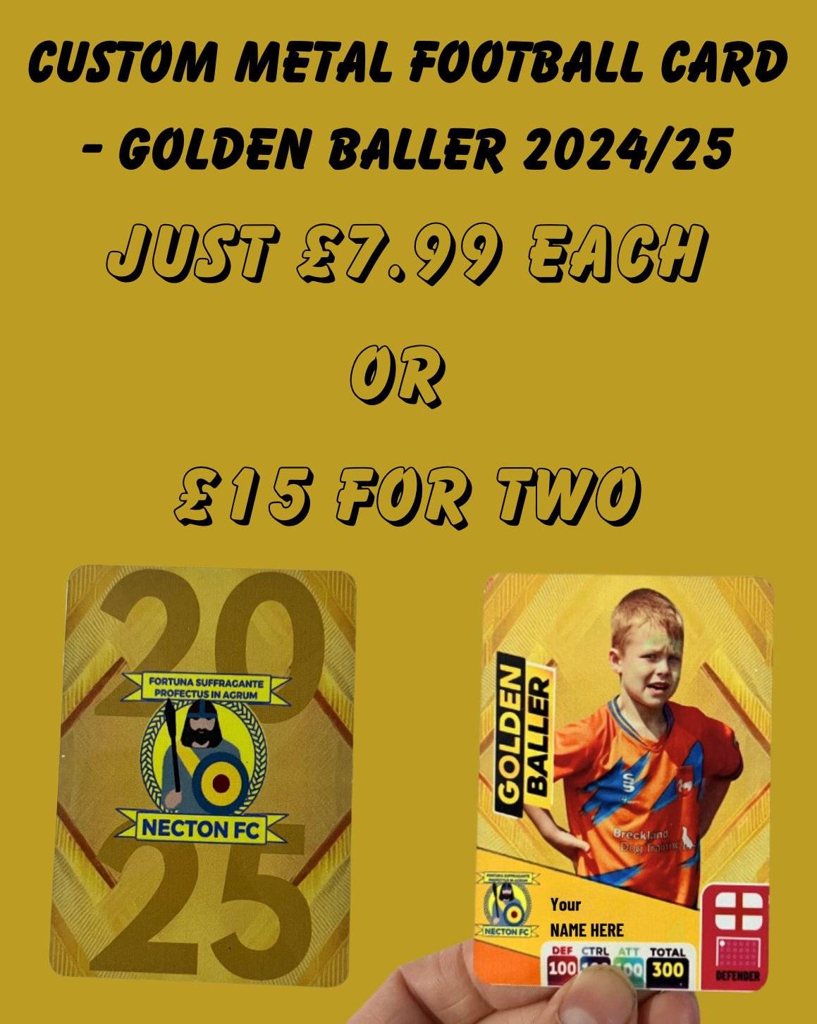 Custom metal football card - Golden Baller 2024/25 - ZM Sports