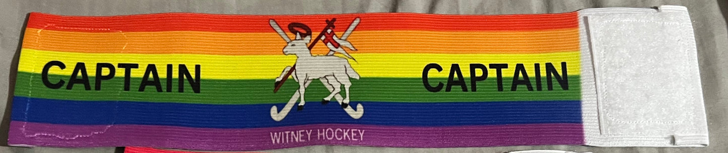 Personalised Rainbow Pride Captain Armband Custom Club Badge Football Rugby
