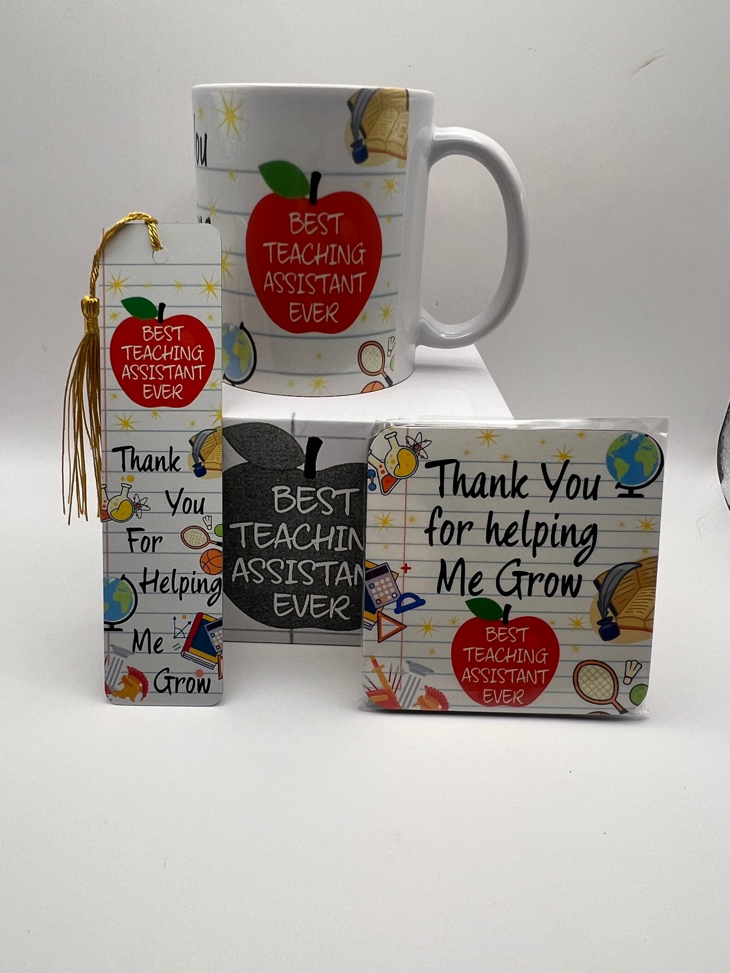 Best Teaching Assistant Ever Gift Set | Mug, Coaster & Bookmark | Thank You Teaching Assistant Gift