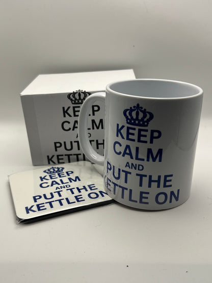Keep Calm and Put the Kettle On Mug & Coaster Gift Set
