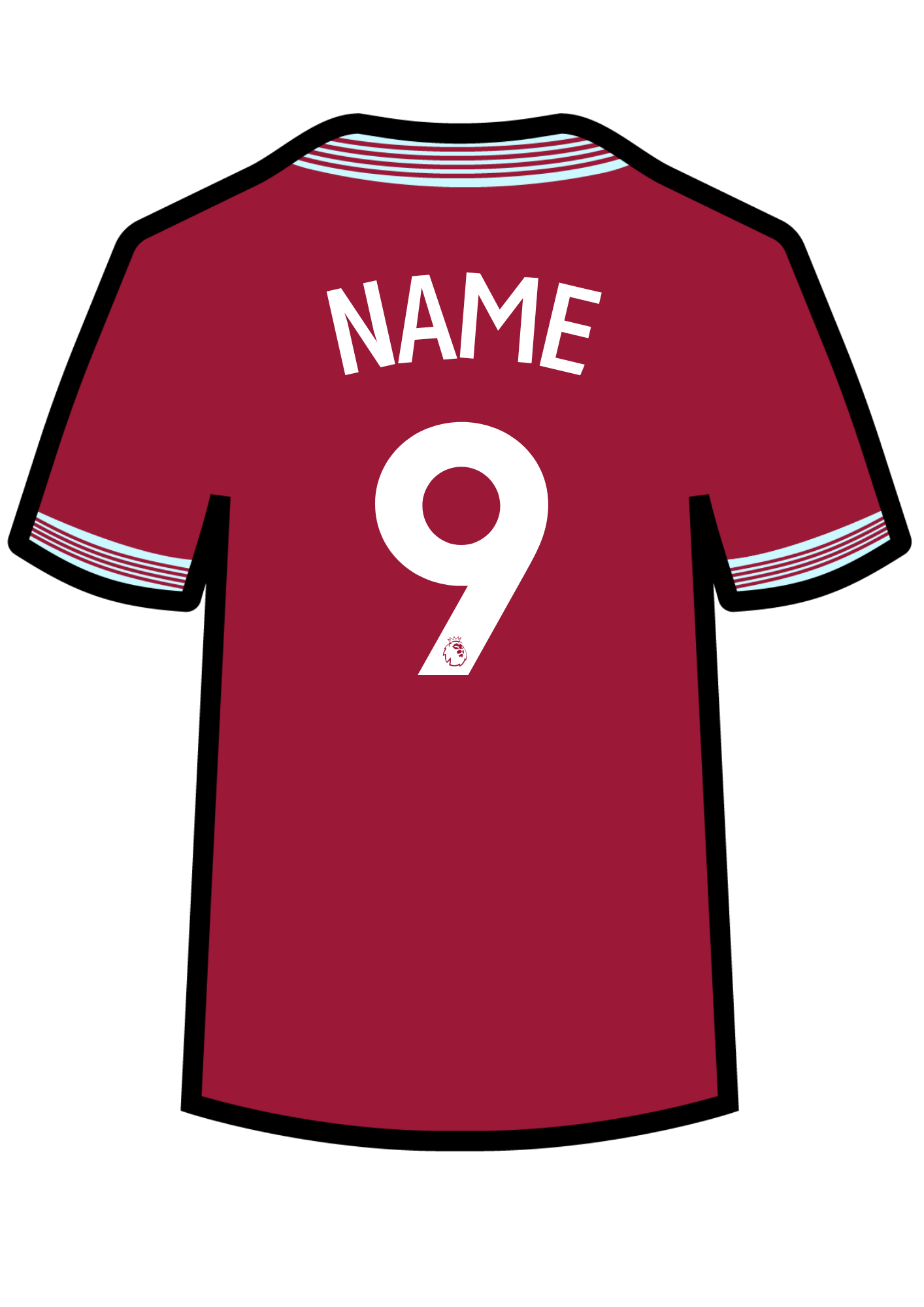 Metal A4 Personalised Football Shirt Print – Premier League Style Custom Name & Number