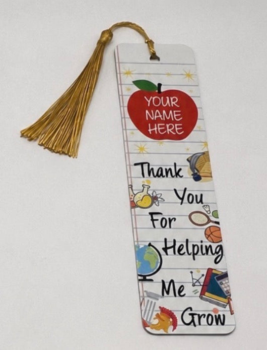 Personalised Teacher & Teaching Assistant Aluminium Bookmark – Sold Individually