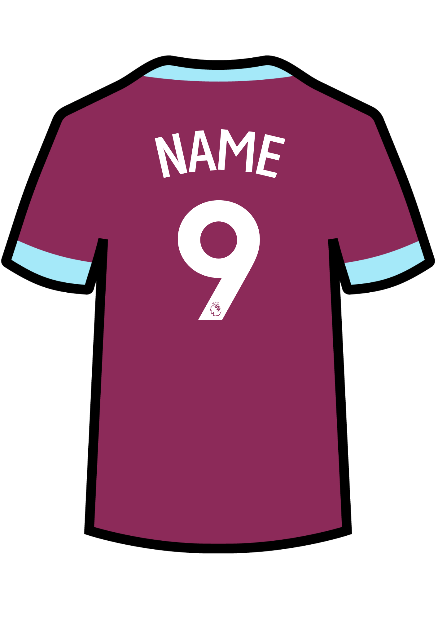 Metal A4 Personalised Football Shirt Print – Premier League Style Custom Name & Number