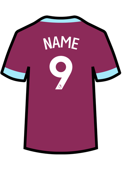 Metal A4 Personalised Football Shirt Print – Premier League Style Custom Name & Number
