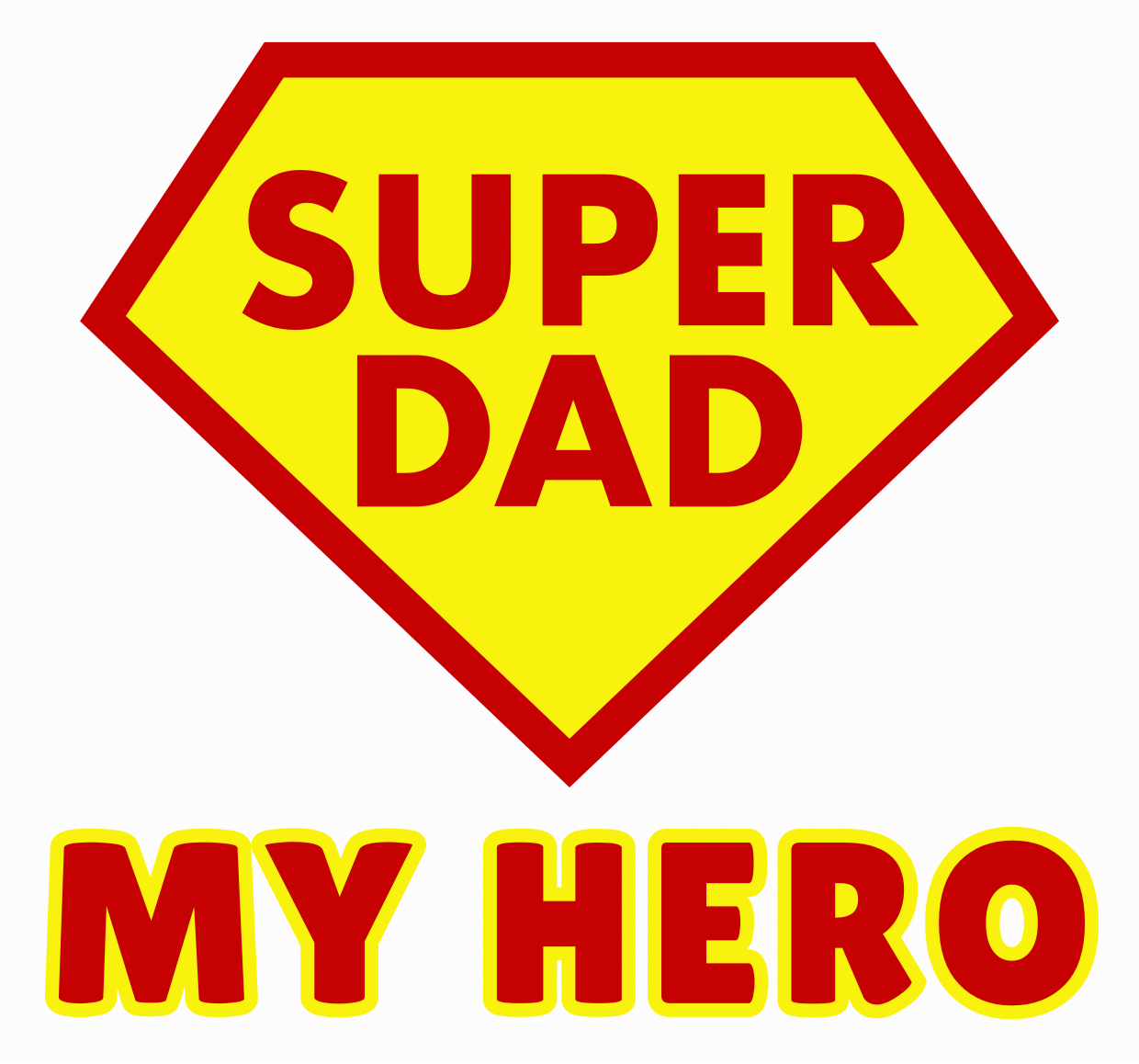 Super Dad Mug Gift for Dad - Hero Design | 11oz Ceramic features bold red and yellow superhero emblem with 'Super Dad' and 'My Hero' text, ideal for Father's Day.