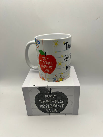 Best Teaching Assistant Ever Gift Set | Mug, Coaster & Bookmark | Thank You Teaching Assistant Gift