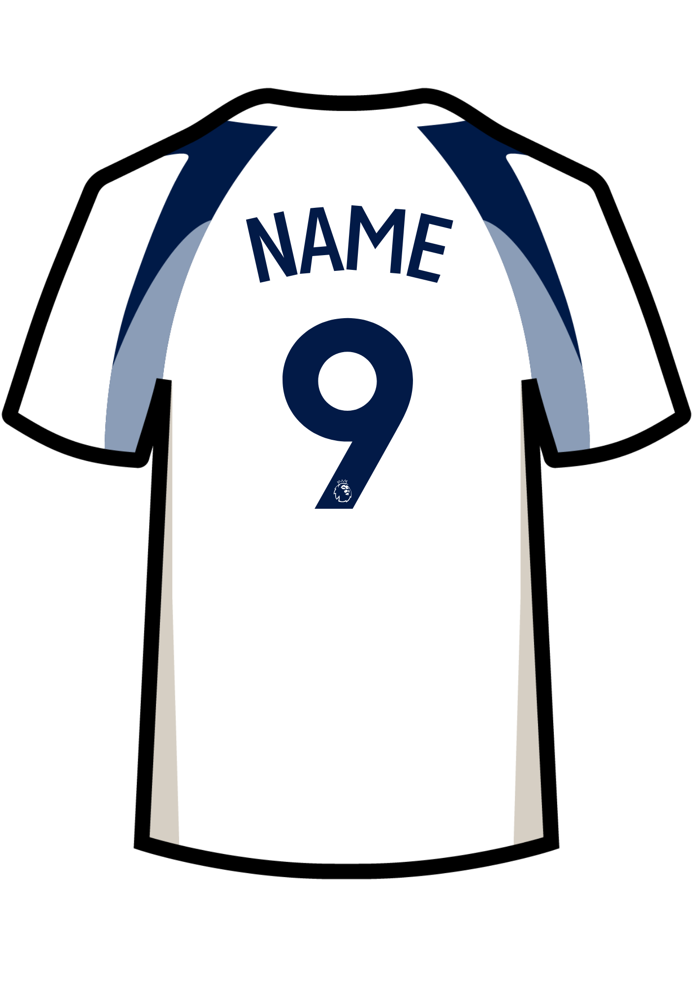 Metal A4 Personalised Football Shirt Print – Premier League Style Custom Name & Number