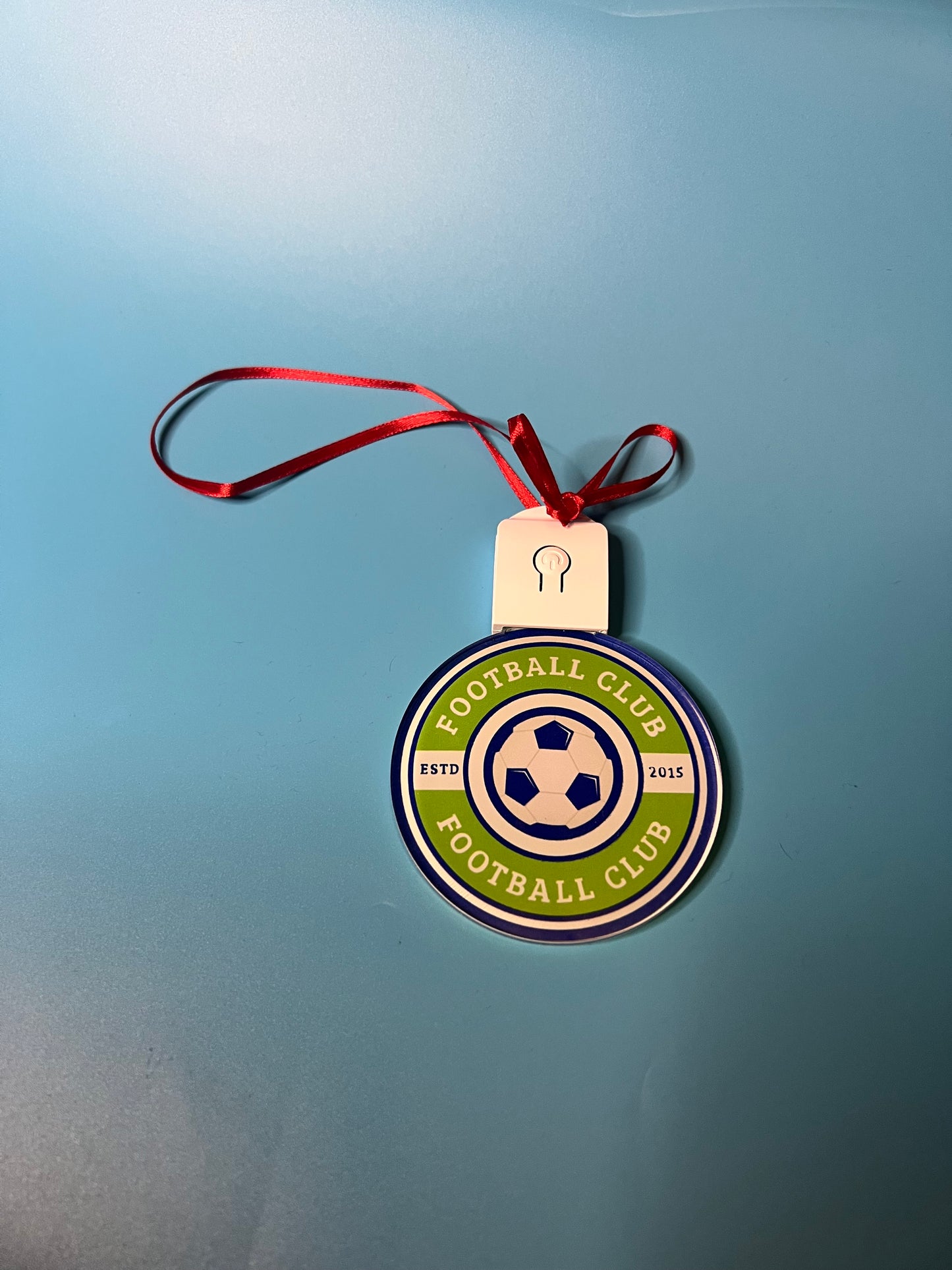 Light-Up Personalised Club Badge Acrylic Bauble – 70mm (Multi-Colour LED)