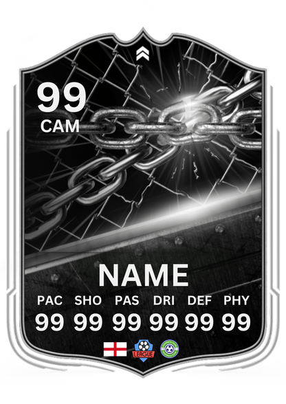 Personalised Metal Football Keyring – FC 26 Ultimate Team Card Style Shield, Custom image, name & Stats