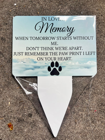 In Loving Memory Pet Memorial Garden Stake