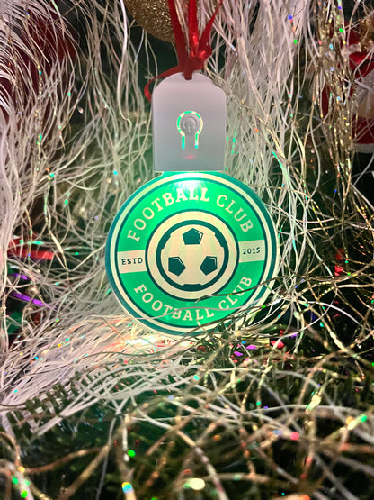 Light-Up Personalised Club Badge Acrylic Bauble – 70mm (Multi-Colour LED)