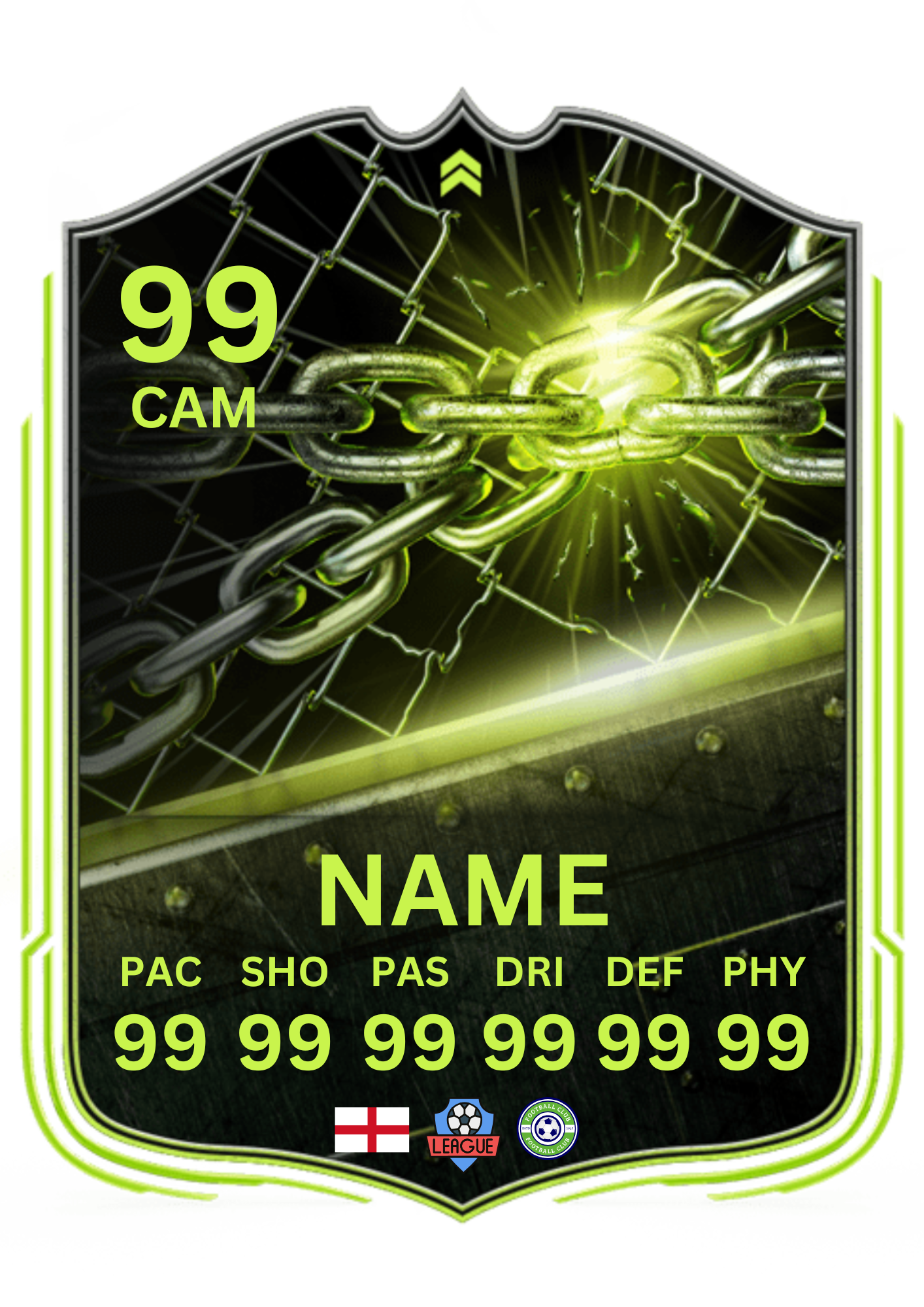 Personalised Metal Football Keyring – FC 26 Ultimate Team Card Style Shield, Custom image, name & Stats