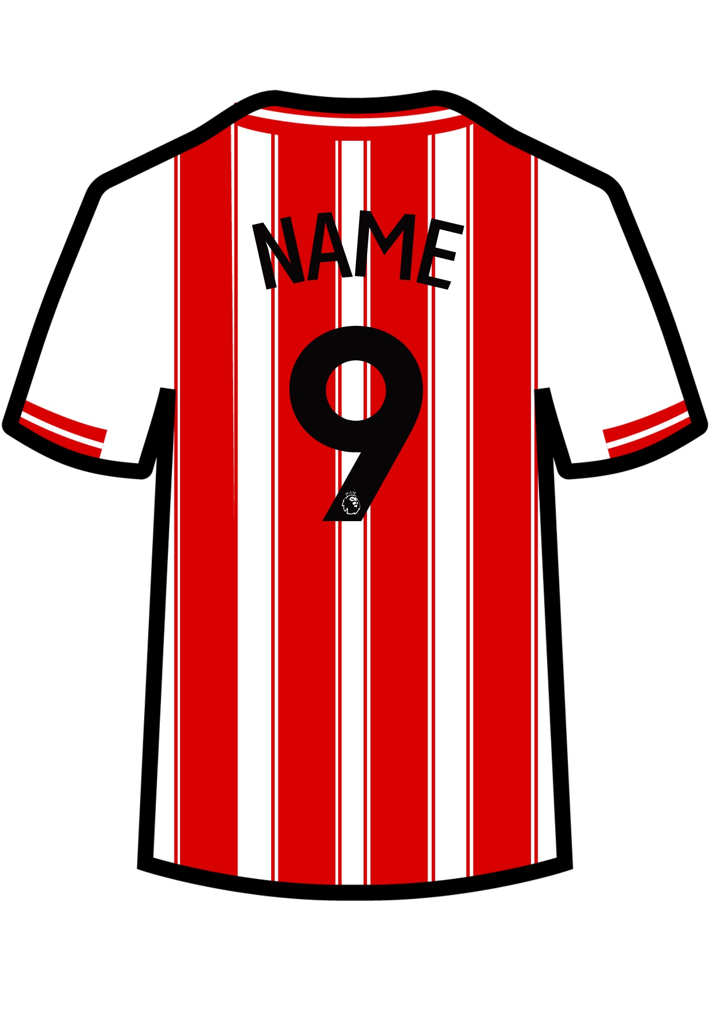Metal A4 Personalised Football Shirt Print – Premier League Style Custom Name & Number