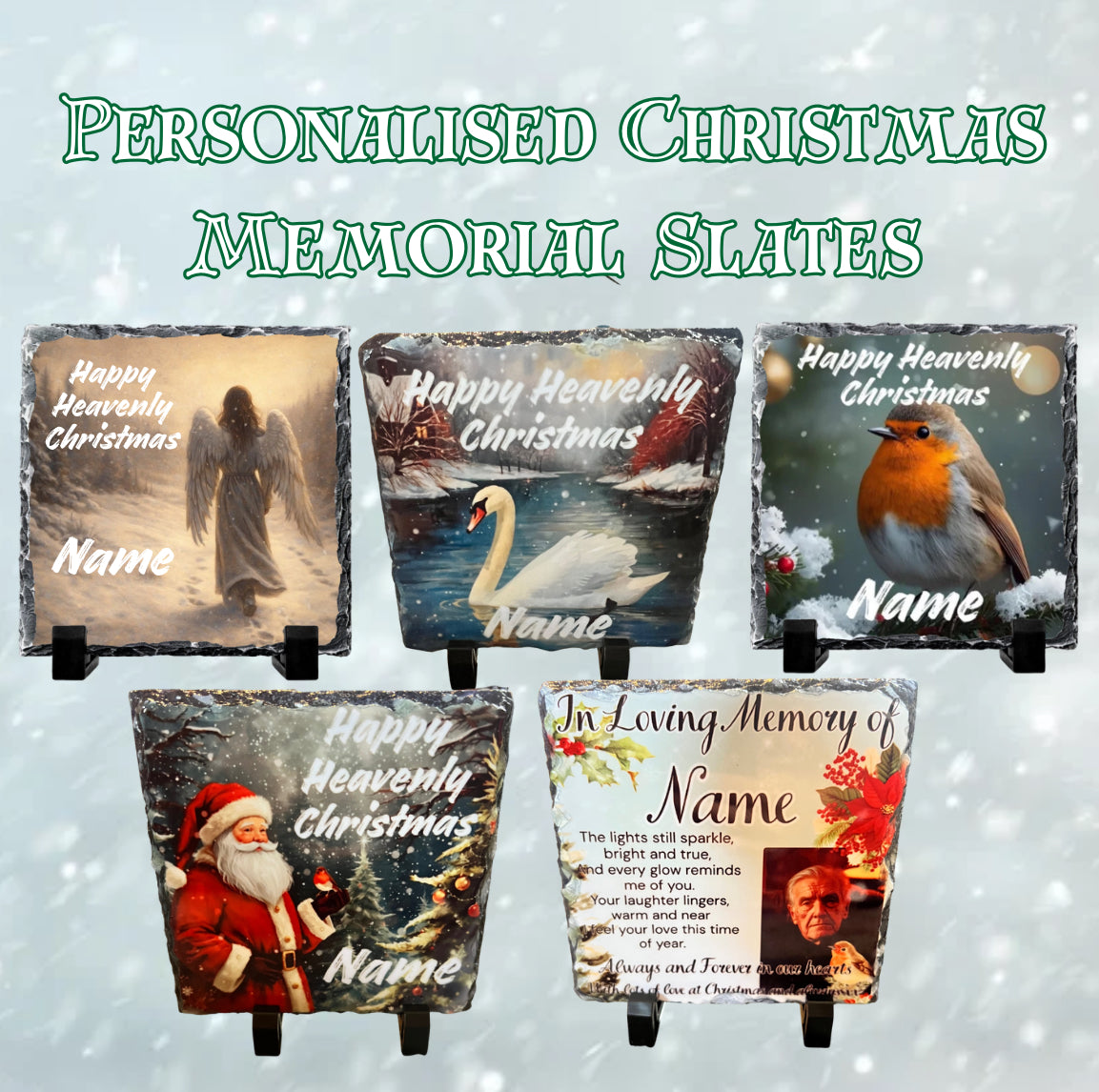 Personalised Christmas Memorial Slates - for graves and memorials