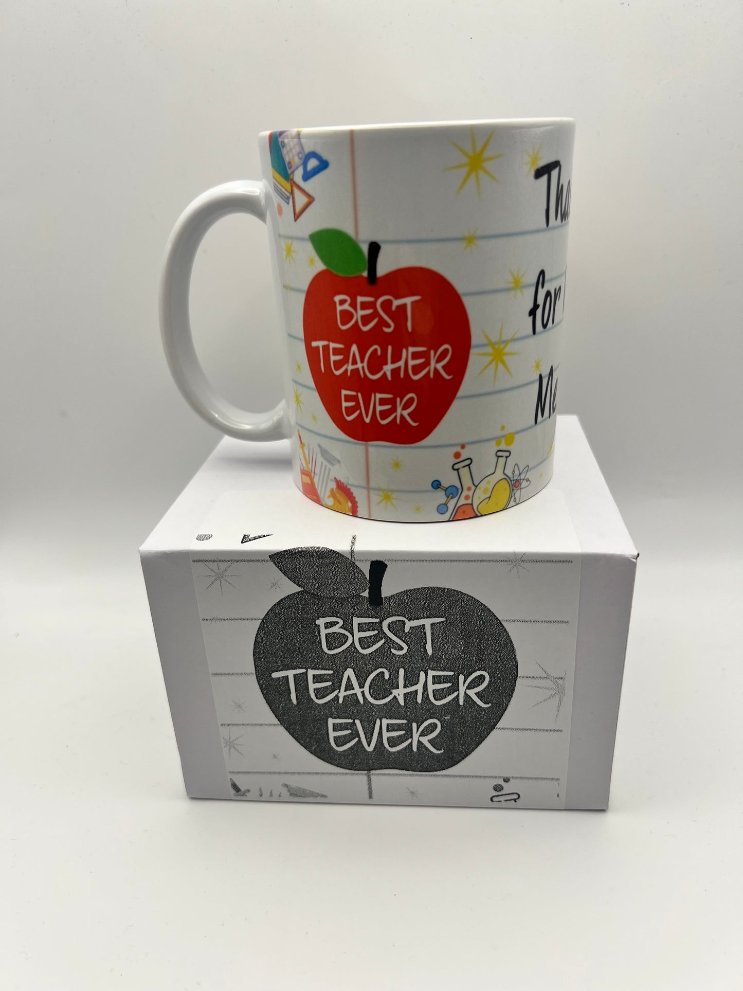 Best Teacher Ever Gift Set | Mug, Coaster & Metal Bookmark | Thank You Teacher Gift