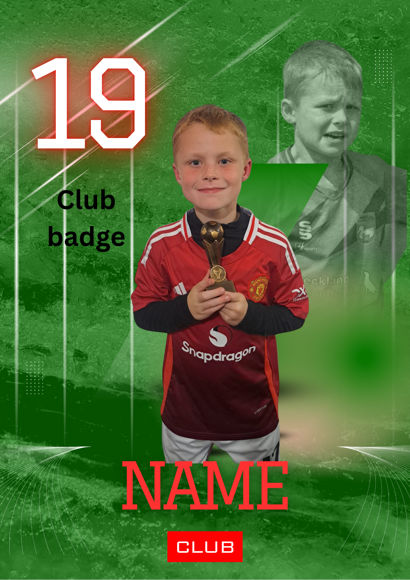 Personalised Football Artwork – A4 Metal Print, Custom Photo & Details