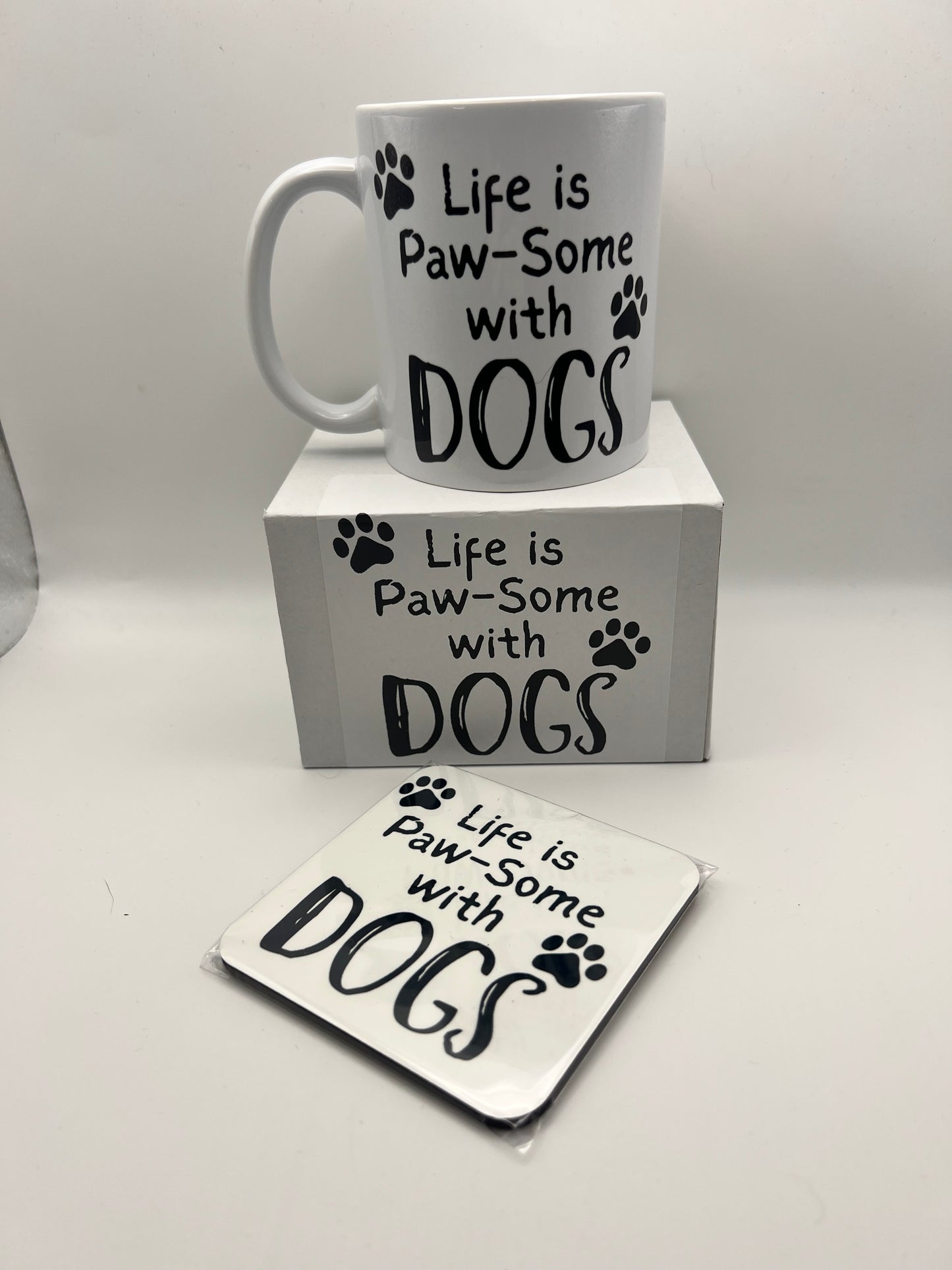 Life is Paw-Some with Dogs Mug & Coaster Gift Set