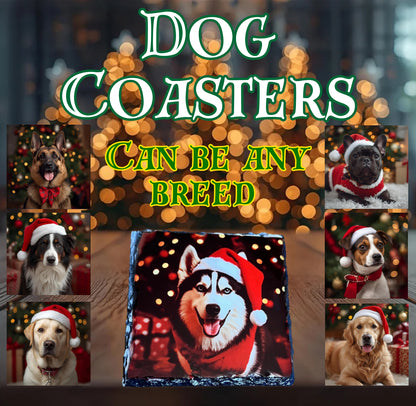 Christmas Dog coaster slates