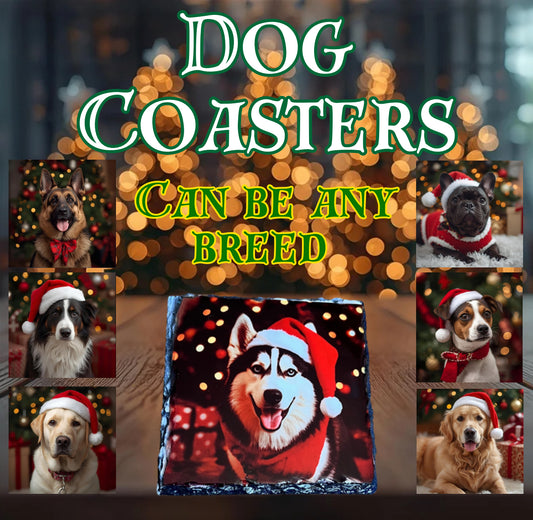 Christmas Dog coaster slates