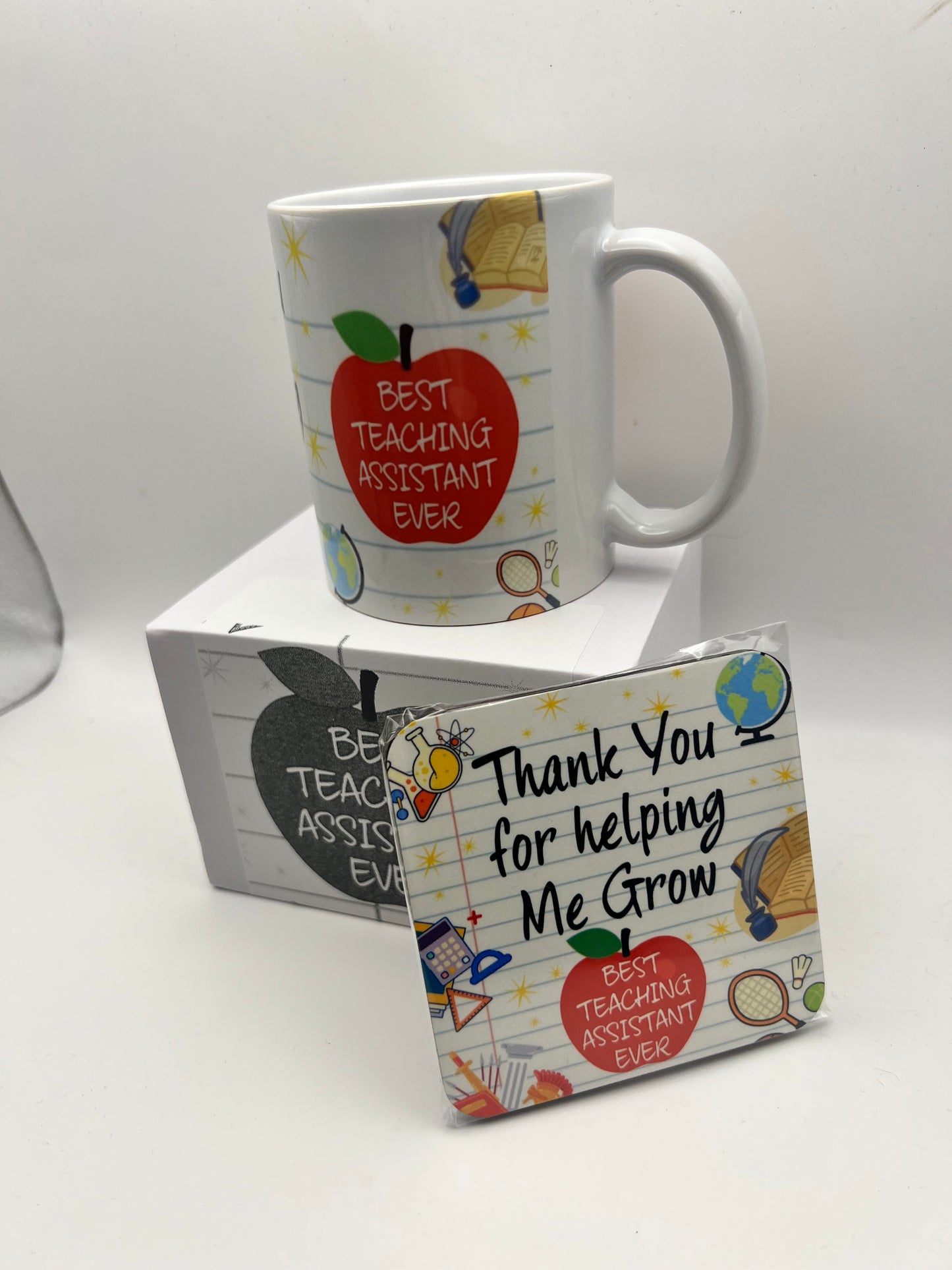 Best Teaching Assistant Ever Gift Set | Mug, Coaster & Bookmark | Thank You Teaching Assistant Gift