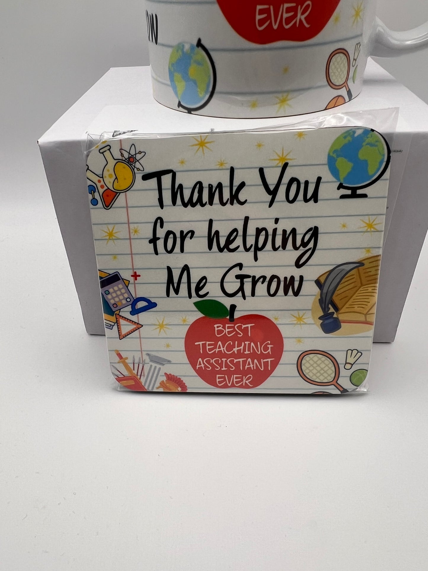 Best Teaching Assistant Ever Gift Set | Mug, Coaster & Bookmark | Thank You Teaching Assistant Gift