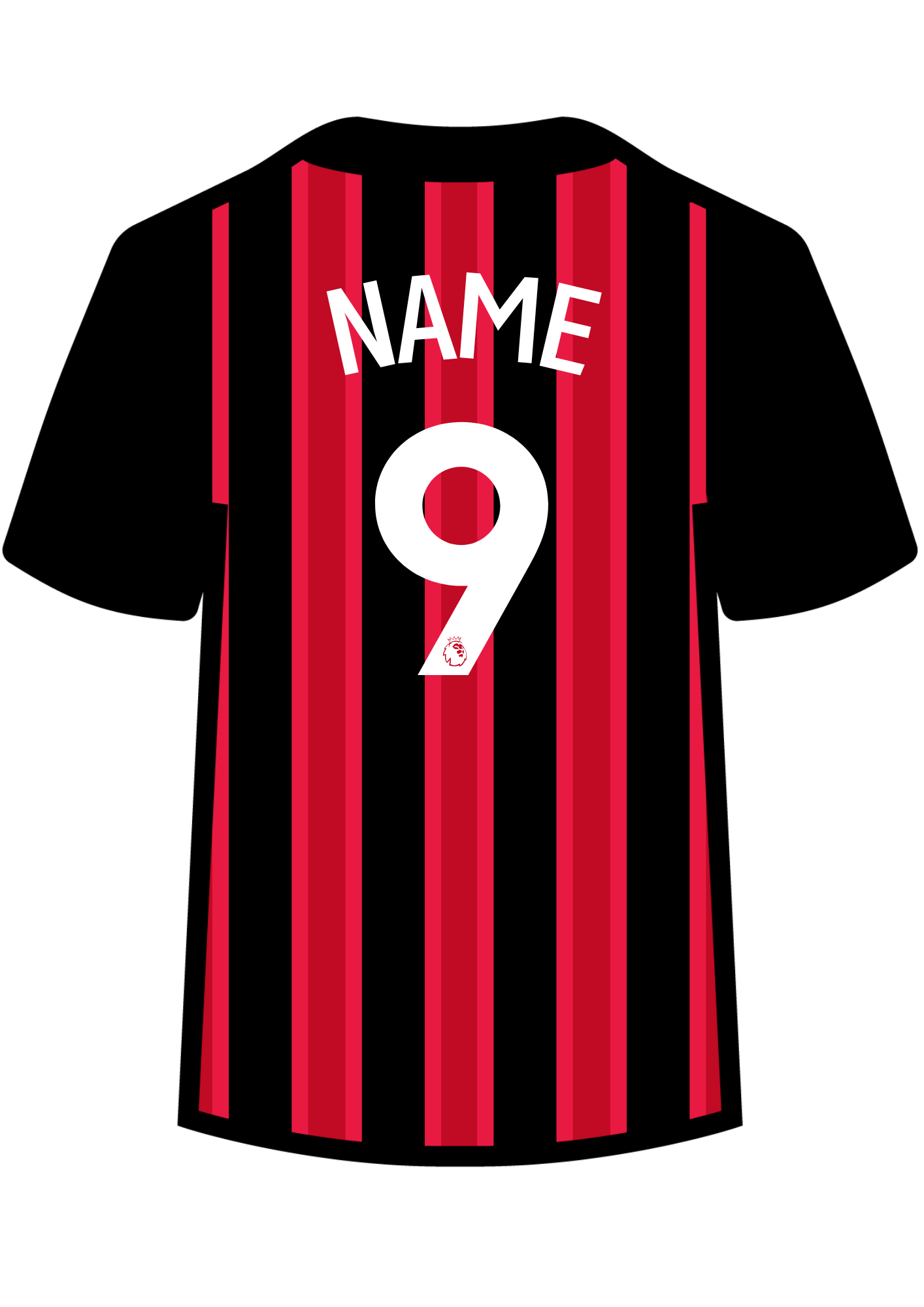 Metal A4 Personalised Football Shirt Print – Premier League Style Custom Name & Number