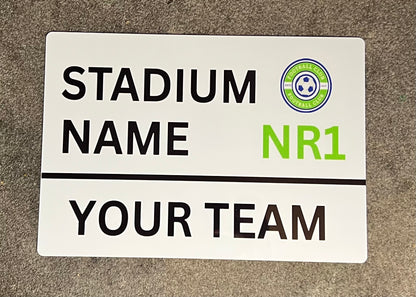Personalised Football Stadium Sign – A4 Waterproof Aluminium – Custom Team
