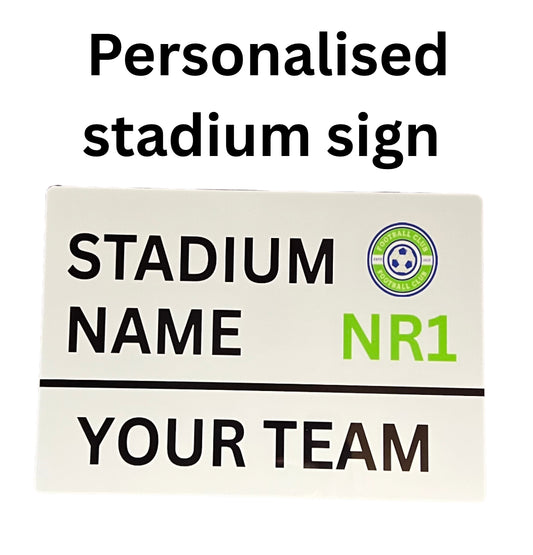 Personalised Football Stadium Sign – A4 Waterproof Aluminium – Custom Team