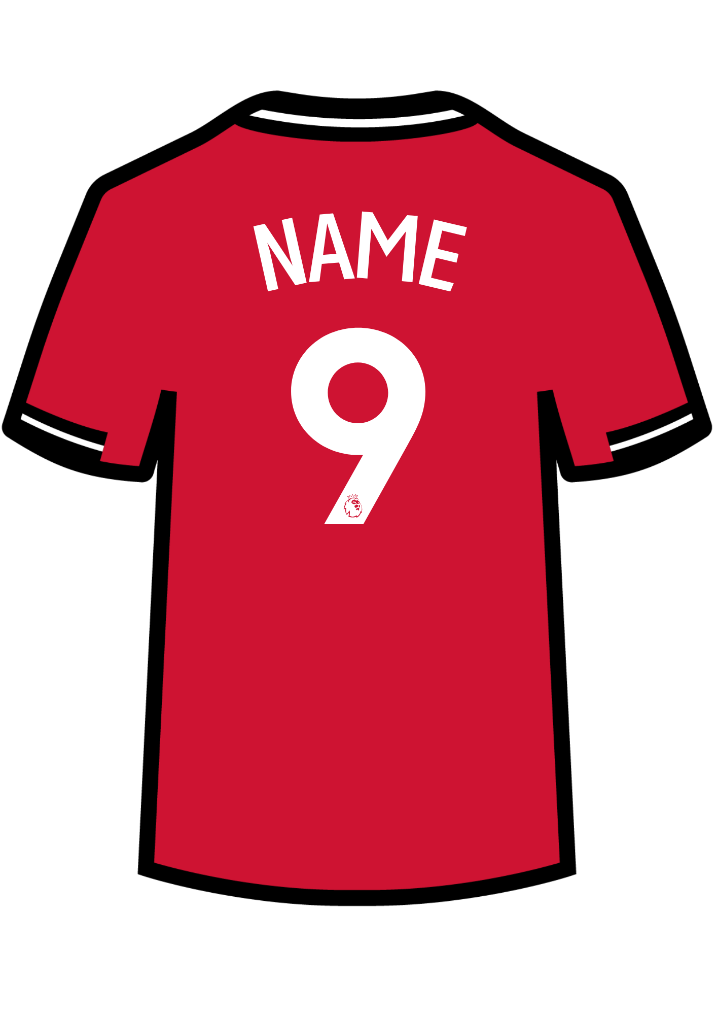 Metal A4 Personalised Football Shirt Print – Premier League Style Custom Name & Number