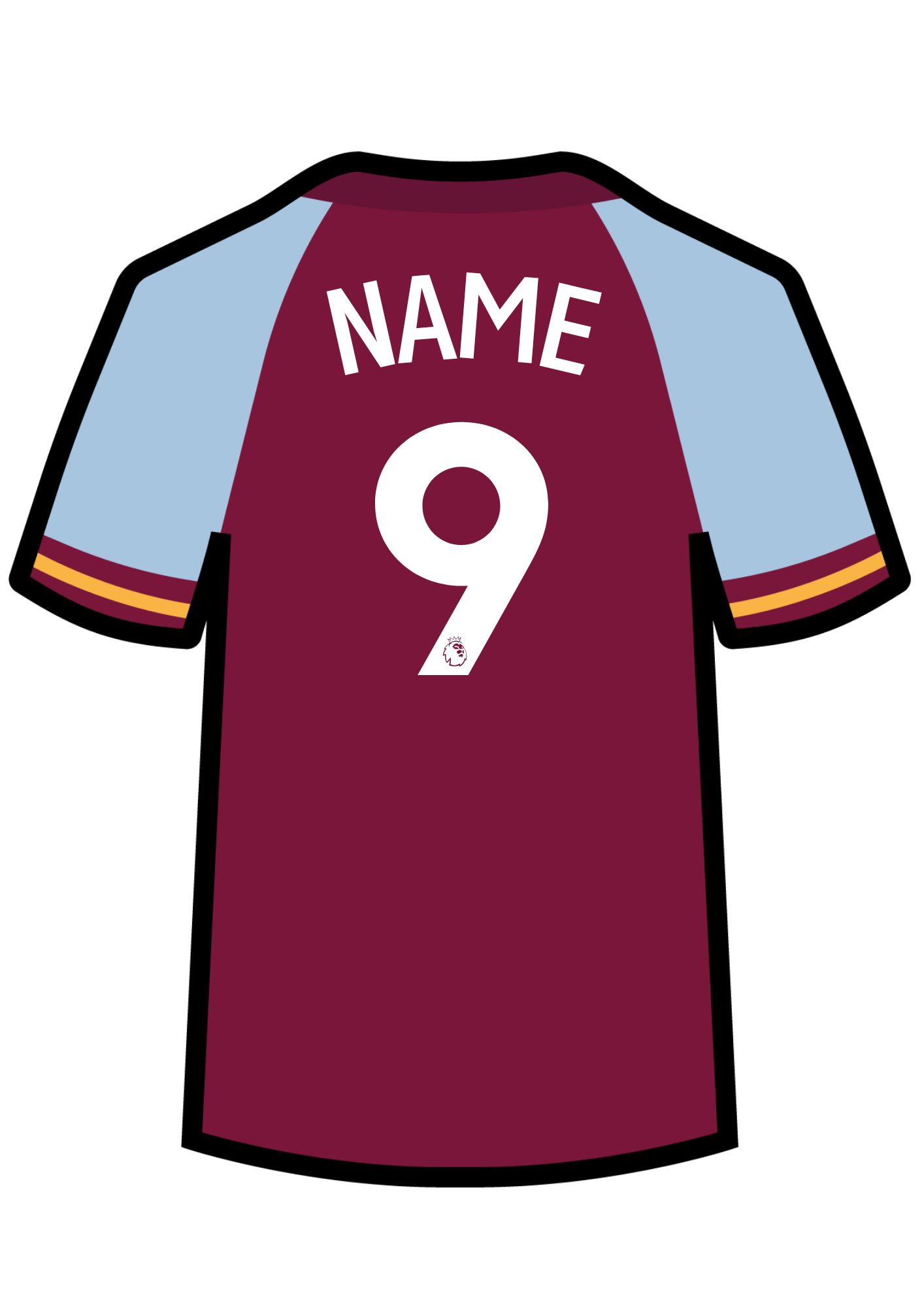 Metal A4 Personalised Football Shirt Print – Premier League Style Custom Name & Number