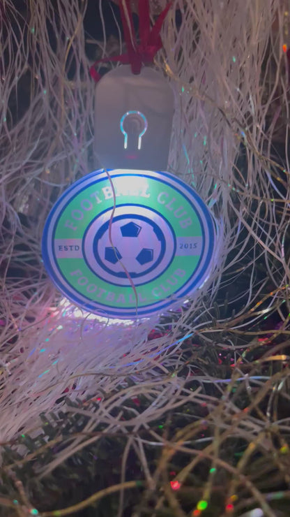 Light-Up Personalised Club Badge Acrylic Bauble – 70mm (Multi-Colour LED)